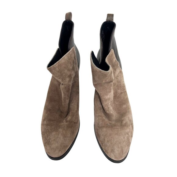 Lands’ End Womens Ankle Boots 10 Brown Leather Suede Chunky Heel Slip On Pull On - Picture 5 of 13